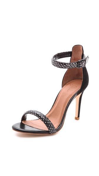 Joie Roxie Snakeskin Sandals - Black Dot