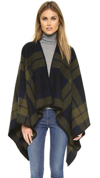 Faribault Woolen Mills Shadow Plaid Blanket Cape - Shadow Plaid