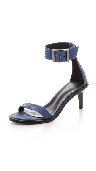 Tibi Ivy Mid Heel Sandals - Pool Blue