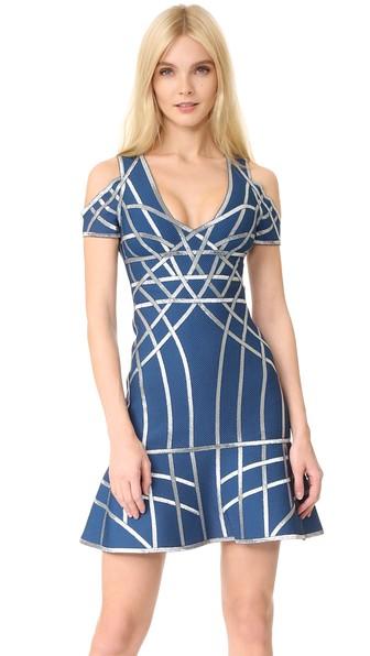 Herve Leger Veronikka Cold Shoulder Dress