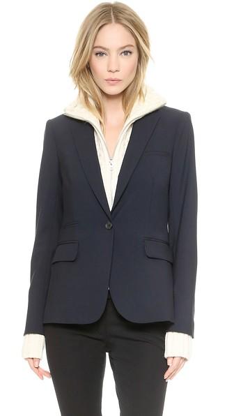 Veronica Beard Classic Wool Jacket With Upstate Dickey