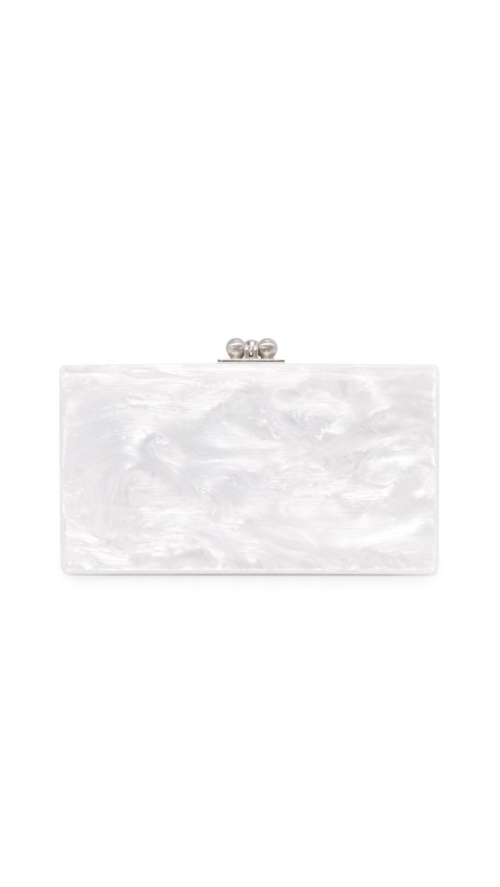Edie Parker Jean Solid Clutch - White Pearlescent