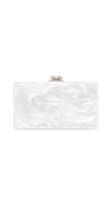 Edie Parker Jean Solid Clutch - White Pearlescent