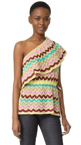 M Missoni One Shoulder Ruffle Top