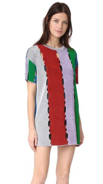 M Missoni Metallic Stripe T Shirt Dress