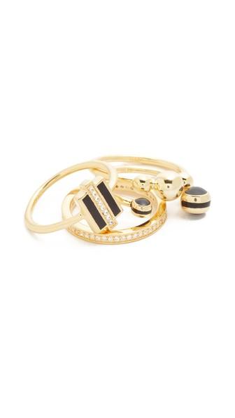 Noir Jewelry Honeybee Mixed Sphere Ring Set