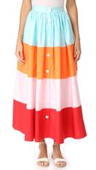 Mds Stripes Colorblock Button Front Skirt