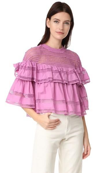 Sea Baja Lace Ruffled Top