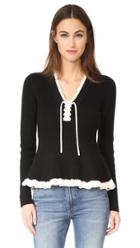 Derek Lam 10 Crosby Flounce Sweater With Lacing