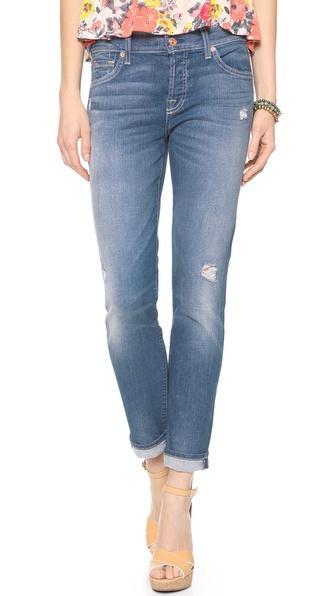 7 For All Mankind Josephina Destroyed Jeans With Rolled Hem - Authentic Pacific Cove 2