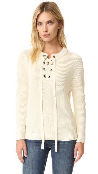 J.o.a. Lace Up Sweater - Ivory