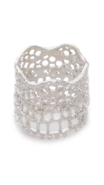 Aurelie Bidermann Vintage Lace Ring - Silver