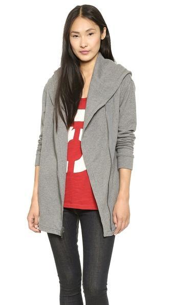 Dkny Pure Dkny Asymmetrical Jacket With Hood - Heather Grey