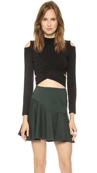 Jonathan Simkhai Crossover Turtleneck Top - Black