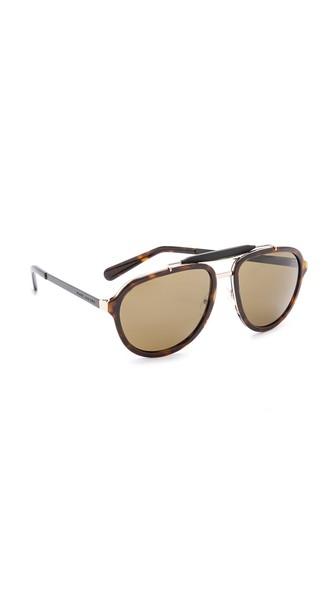 Marc Jacobs Sunglasses Aviator Sunglasses - Havana Gold Black/brown