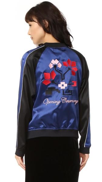 Opening Ceremony Reversible Flower Silk Bomber