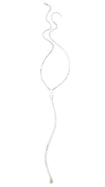 Jennifer Zeuner Jewelry Hamsa Lariat Diamond Necklace - Silver