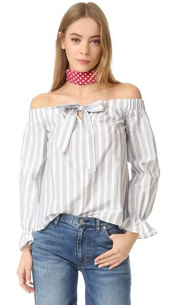 English Factory Stripe Off Shoulder Top