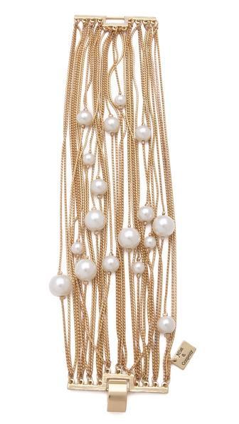 Juliet & Company Runway Multi Strand Pearl Bracelet - Gold/ivory