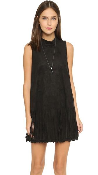 J.o.a. Fringe Mini Dress - Black