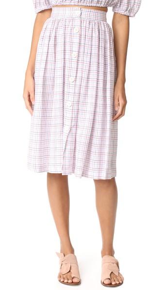 Mds Stripes Midi Button Skirt