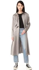 Blk Dnm Coat 50 Satin Trench
