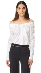 Tibi Notched Off Shoulder Button Down