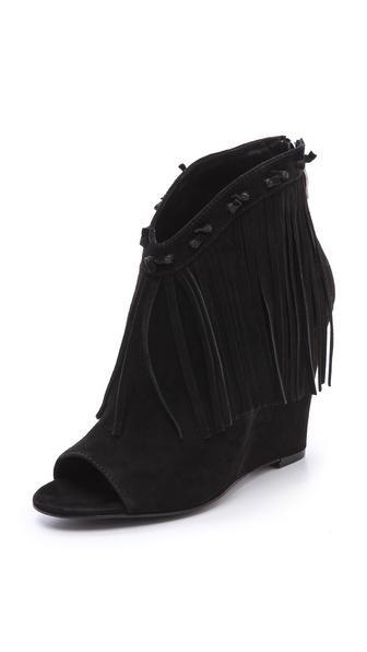 Ash Janis Fringe Booties - Black