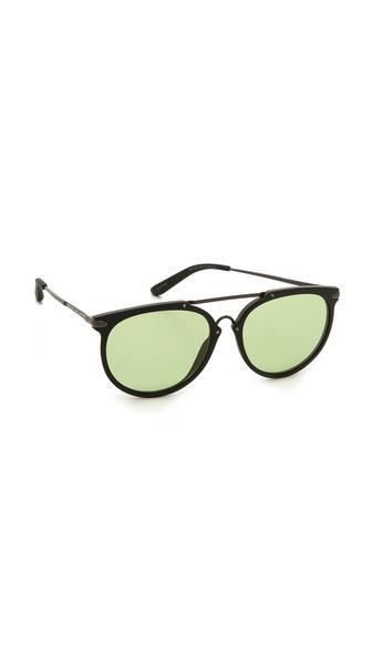 Marc By Marc Jacobs Round Aviator Sunglasses - Matte Black/smoke