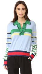 Hilfiger Collection Striped Ruffle Polo Sweater