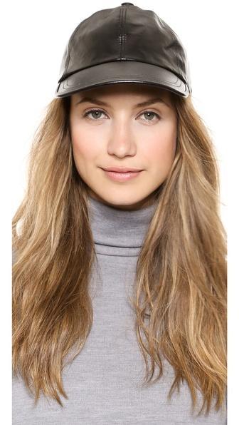 Hat Attack Leather Baseball Cap - Black