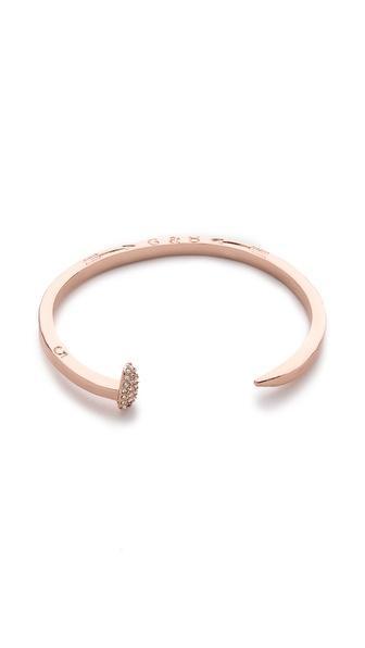 Giles & Brother Skinny Railroad Spike Pave Bracelet - Rose Gold/clear
