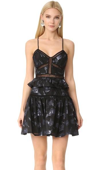 Rebecca Taylor Strappy Floral Jacquard Dress