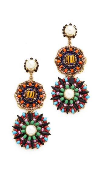 Erickson Beamon Imitation Pearl Safari Disc Earrings
