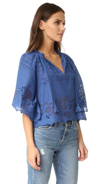 Sea Flutter Sleeve Peasant Top