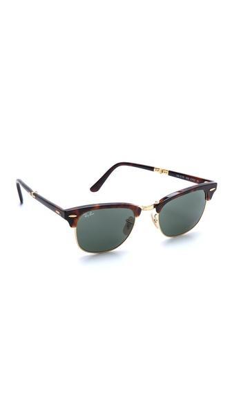 Ray-ban Foldable Clubmaster Sunglasses - Red Havana/crystal Green