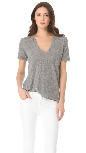 Monrow Oversized V Neck Tee - Granite
