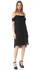 T By Alexander Wang Pleated Off Shoulder Silk Dress