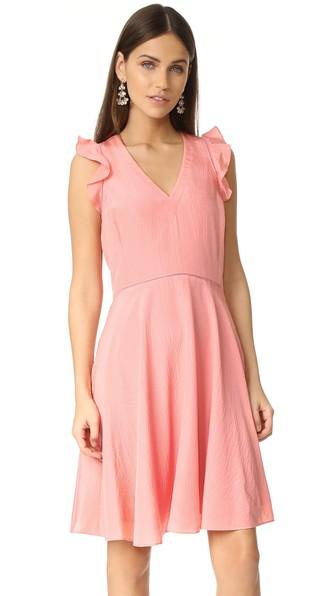 Rebecca Taylor Sleeveless Silk Ruffle Neck Dress