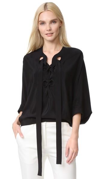 Derek Lam Lace Up Drawstring Blouse