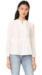 Rebecca Taylor Long Sleeve Gauze With Lace Top