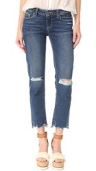 Paige Miki Straight Jeans With Distressed Hem