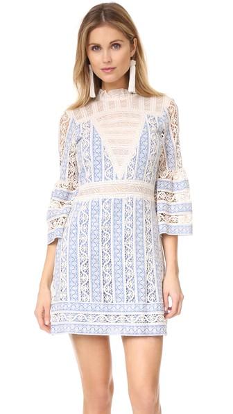 Sea Column Crochet Bell Sleeve Dress