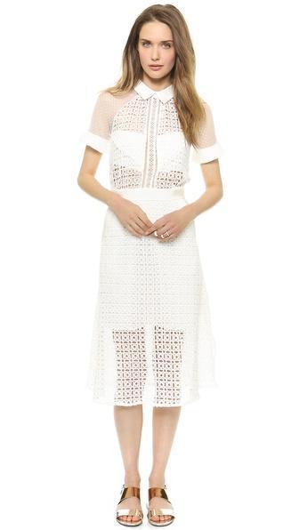 Self Portrait Pattern Play Lace Midi Dress - White