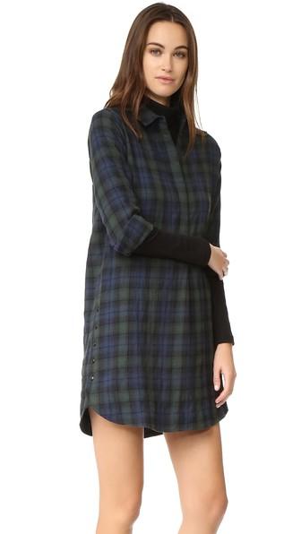 Madewell Plaid Flannel Side Button Dress