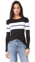 525 America Ruffle Edge Stripe Sweater