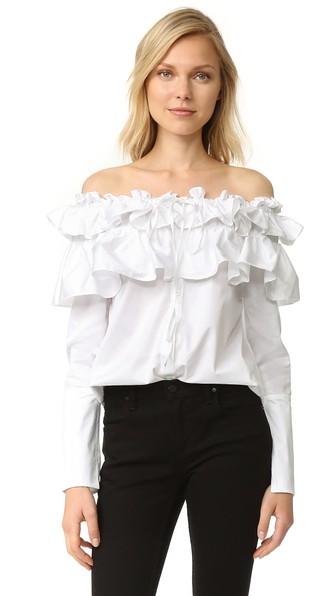 Opening Ceremony Sateen Layered Ruffle Top