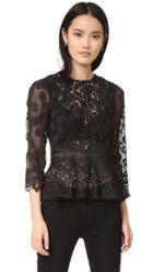 Rebecca Taylor Long Sleeve Lace Mix Top