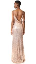 Badgley Mischka Collection Cowl Back Sequin Gown