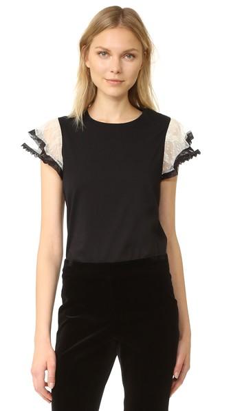 Red Valentino Ruffle Sleeve Tee